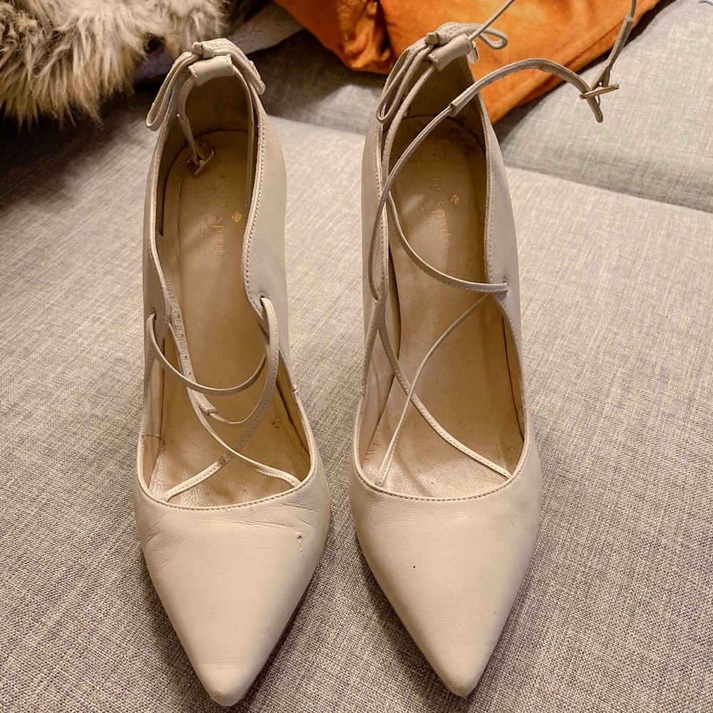 Stone Gray/Grey Kate Spade bow heels
